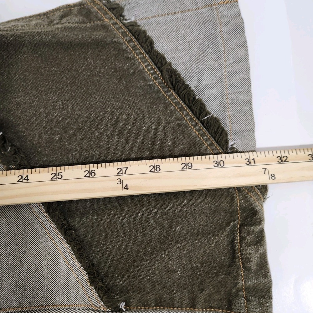 Rare Angel Blue Y2K Patchwork Denim‎ Maxi Skirt Raw Hem Japanese Harajuku 24 XS - Picture 10 of 16